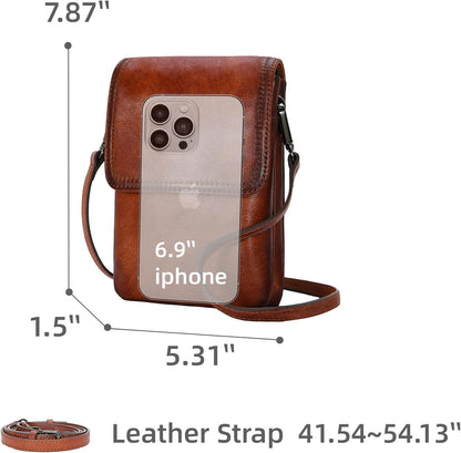 Rfid Blocking Small Crossbody Bag for Women Travel Classic Style | Genuine Leather，Adjustable Shoulder Strap,Fits 6.9" Phone,Anti-Theft Purse,Perfect for Daily Use and Weekend Travel