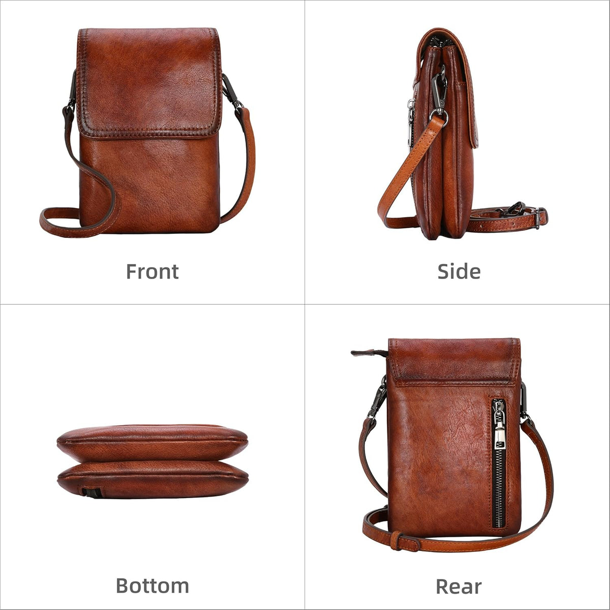 Rfid Blocking Small Crossbody Bag for Women Travel Classic Style | Genuine Leather，Adjustable Shoulder Strap,Fits 6.9" Phone,Anti-Theft Purse,Perfect for Daily Use and Weekend Travel