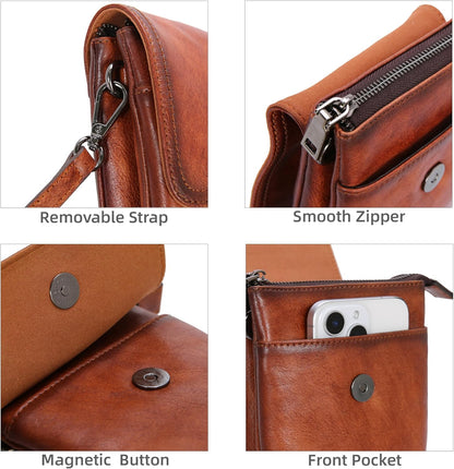 Rfid Blocking Small Crossbody Bag for Women Travel Classic Style | Genuine Leather，Adjustable Shoulder Strap,Fits 6.9" Phone,Anti-Theft Purse,Perfect for Daily Use and Weekend Travel