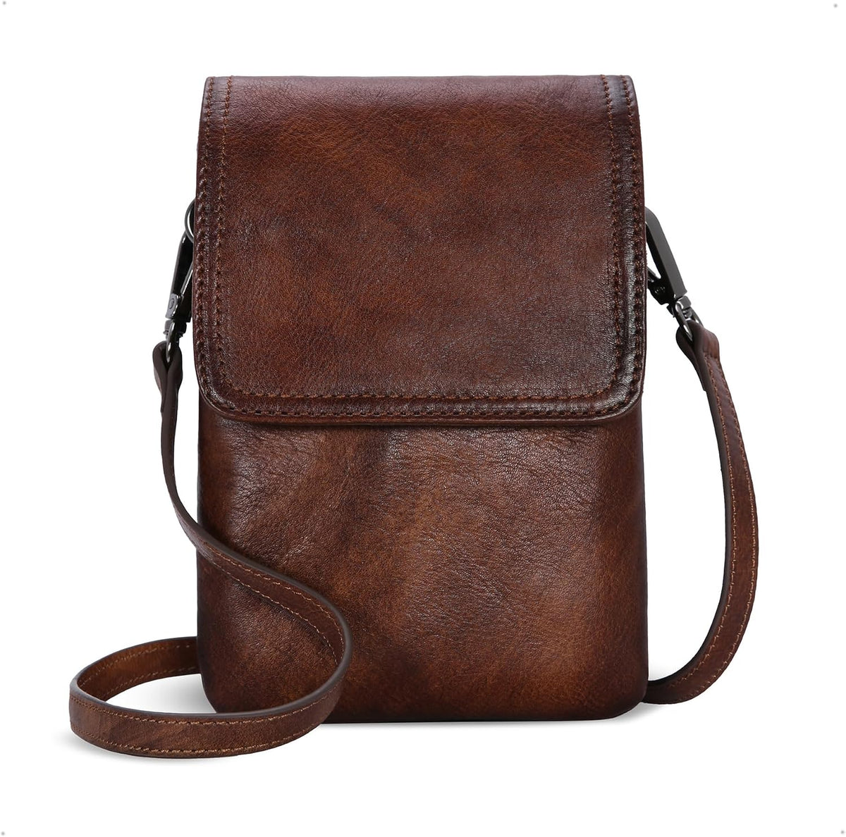 Rfid Blocking Small Crossbody Bag for Women Travel Classic Style | Genuine Leather，Adjustable Shoulder Strap,Fits 6.9" Phone,Anti-Theft Purse,Perfect for Daily Use and Weekend Travel