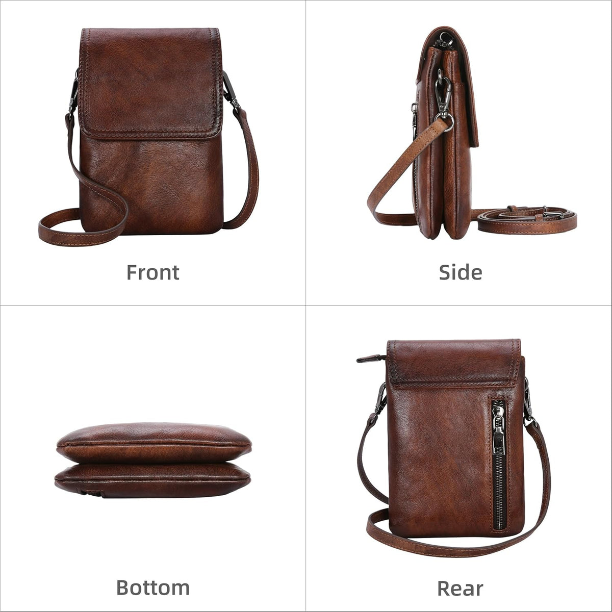 Rfid Blocking Small Crossbody Bag for Women Travel Classic Style | Genuine Leather，Adjustable Shoulder Strap,Fits 6.9" Phone,Anti-Theft Purse,Perfect for Daily Use and Weekend Travel