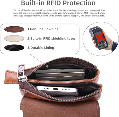 Rfid Blocking Small Crossbody Bag for Women Travel Classic Style | Genuine Leather，Adjustable Shoulder Strap,Fits 6.9" Phone,Anti-Theft Purse,Perfect for Daily Use and Weekend Travel