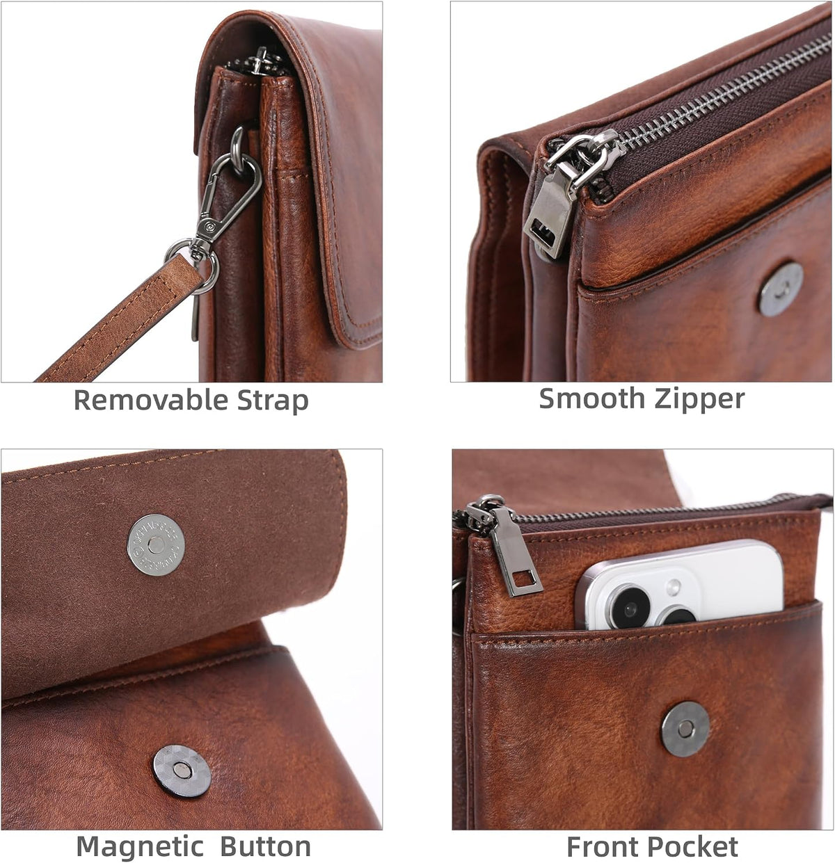 Rfid Blocking Small Crossbody Bag for Women Travel Classic Style | Genuine Leather，Adjustable Shoulder Strap,Fits 6.9" Phone,Anti-Theft Purse,Perfect for Daily Use and Weekend Travel