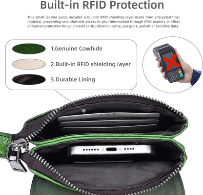 Rfid Blocking Small Crossbody Bag for Women Travel Classic Style | Genuine Leather，Adjustable Shoulder Strap,Fits 6.9" Phone,Anti-Theft Purse,Perfect for Daily Use and Weekend Travel