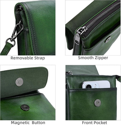 Rfid Blocking Small Crossbody Bag for Women Travel Classic Style | Genuine Leather，Adjustable Shoulder Strap,Fits 6.9" Phone,Anti-Theft Purse,Perfect for Daily Use and Weekend Travel
