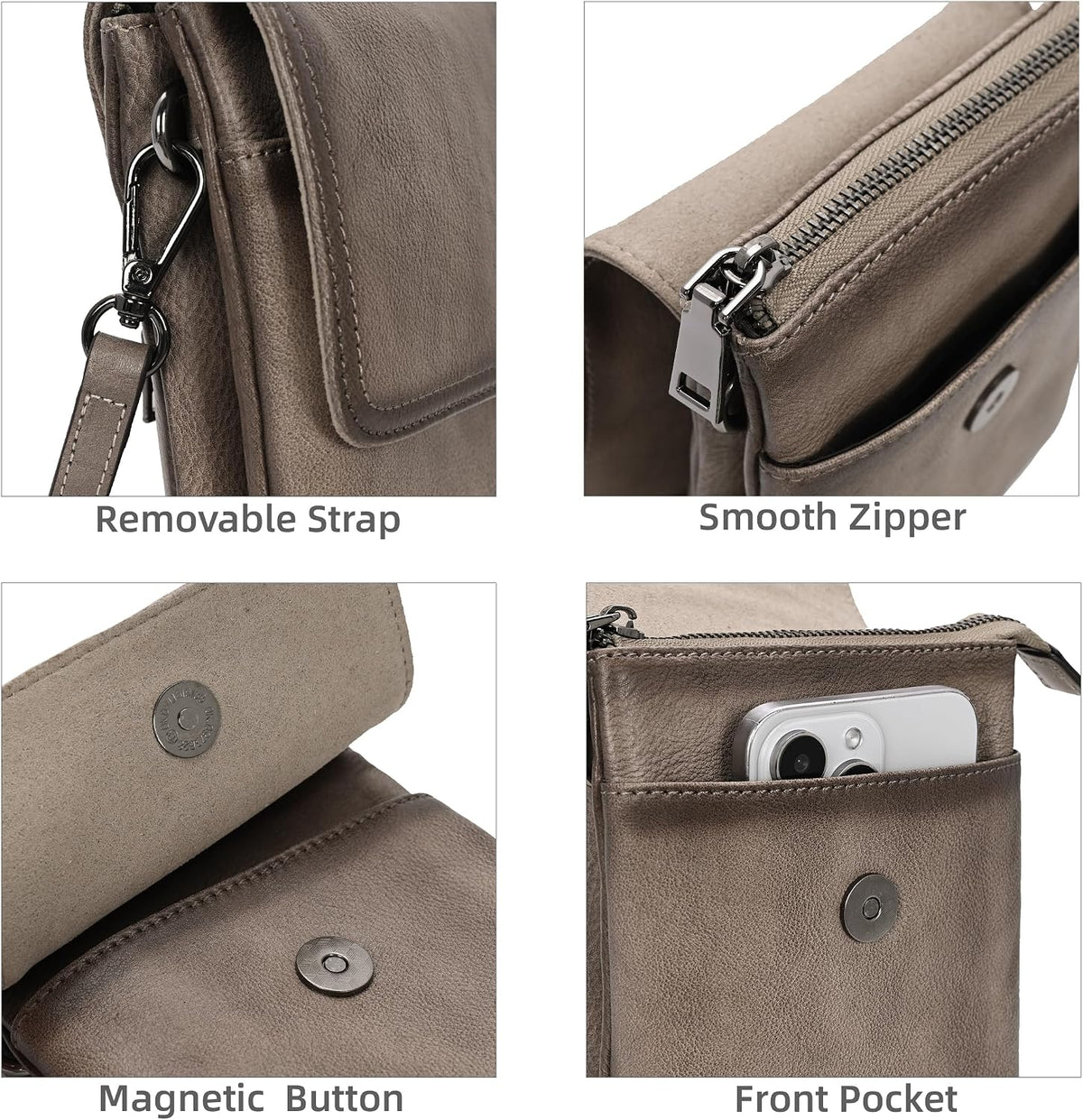 Rfid Blocking Small Crossbody Bag for Women Travel Classic Style | Genuine Leather，Adjustable Shoulder Strap,Fits 6.9" Phone,Anti-Theft Purse,Perfect for Daily Use and Weekend Travel