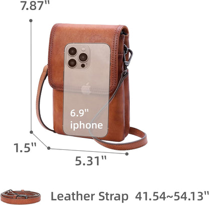 Rfid Blocking Small Crossbody Bag for Women Travel Classic Style | Genuine Leather，Adjustable Shoulder Strap,Fits 6.9" Phone,Anti-Theft Purse,Perfect for Daily Use and Weekend Travel