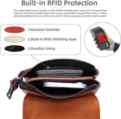 Rfid Blocking Small Crossbody Bag for Women Travel Classic Style | Genuine Leather，Adjustable Shoulder Strap,Fits 6.9" Phone,Anti-Theft Purse,Perfect for Daily Use and Weekend Travel