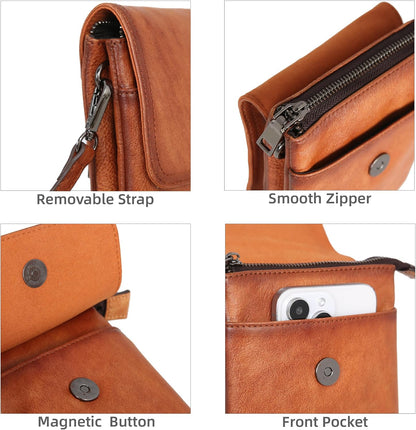 Rfid Blocking Small Crossbody Bag for Women Travel Classic Style | Genuine Leather，Adjustable Shoulder Strap,Fits 6.9" Phone,Anti-Theft Purse,Perfect for Daily Use and Weekend Travel