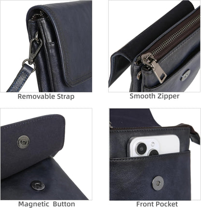 Rfid Blocking Small Crossbody Bag for Women Travel Classic Style | Genuine Leather，Adjustable Shoulder Strap,Fits 6.9" Phone,Anti-Theft Purse,Perfect for Daily Use and Weekend Travel