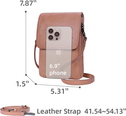 Rfid Blocking Small Crossbody Bag for Women Travel Classic Style | Genuine Leather，Adjustable Shoulder Strap,Fits 6.9" Phone,Anti-Theft Purse,Perfect for Daily Use and Weekend Travel