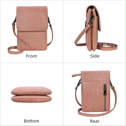 Rfid Blocking Small Crossbody Bag for Women Travel Classic Style | Genuine Leather，Adjustable Shoulder Strap,Fits 6.9" Phone,Anti-Theft Purse,Perfect for Daily Use and Weekend Travel