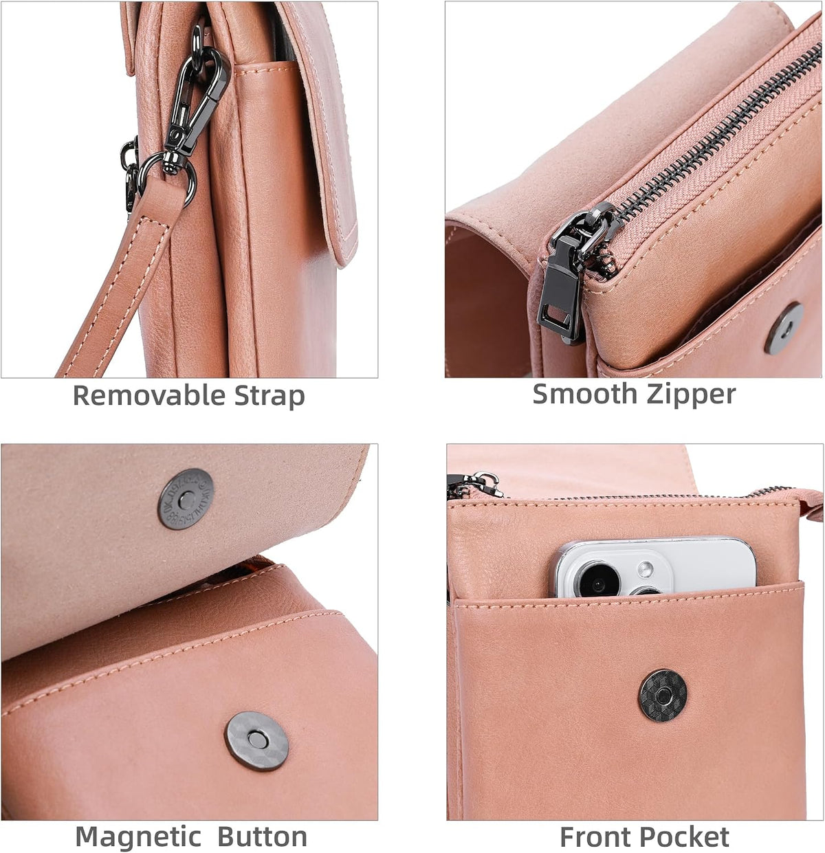 Rfid Blocking Small Crossbody Bag for Women Travel Classic Style | Genuine Leather，Adjustable Shoulder Strap,Fits 6.9" Phone,Anti-Theft Purse,Perfect for Daily Use and Weekend Travel