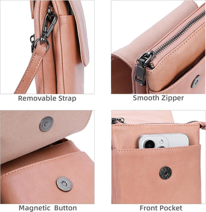 Rfid Blocking Small Crossbody Bag for Women Travel Classic Style | Genuine Leather，Adjustable Shoulder Strap,Fits 6.9" Phone,Anti-Theft Purse,Perfect for Daily Use and Weekend Travel