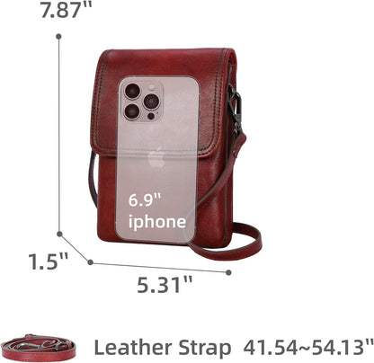Rfid Blocking Small Crossbody Bag for Women Travel Classic Style | Genuine Leather，Adjustable Shoulder Strap,Fits 6.9" Phone,Anti-Theft Purse,Perfect for Daily Use and Weekend Travel