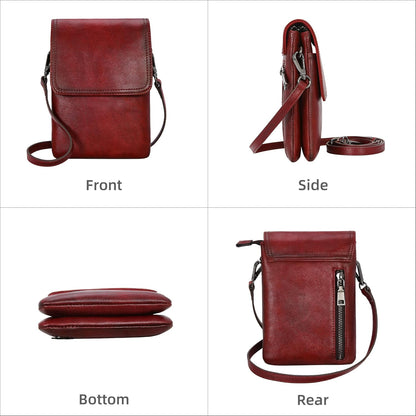 Rfid Blocking Small Crossbody Bag for Women Travel Classic Style | Genuine Leather，Adjustable Shoulder Strap,Fits 6.9" Phone,Anti-Theft Purse,Perfect for Daily Use and Weekend Travel