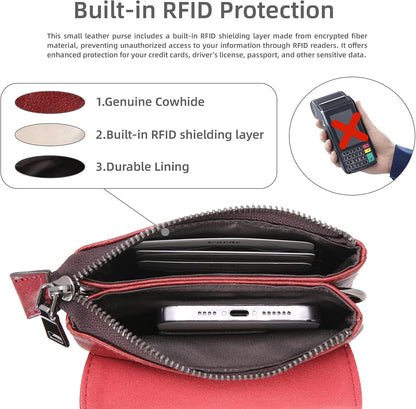 Rfid Blocking Small Crossbody Bag for Women Travel Classic Style | Genuine Leather，Adjustable Shoulder Strap,Fits 6.9" Phone,Anti-Theft Purse,Perfect for Daily Use and Weekend Travel