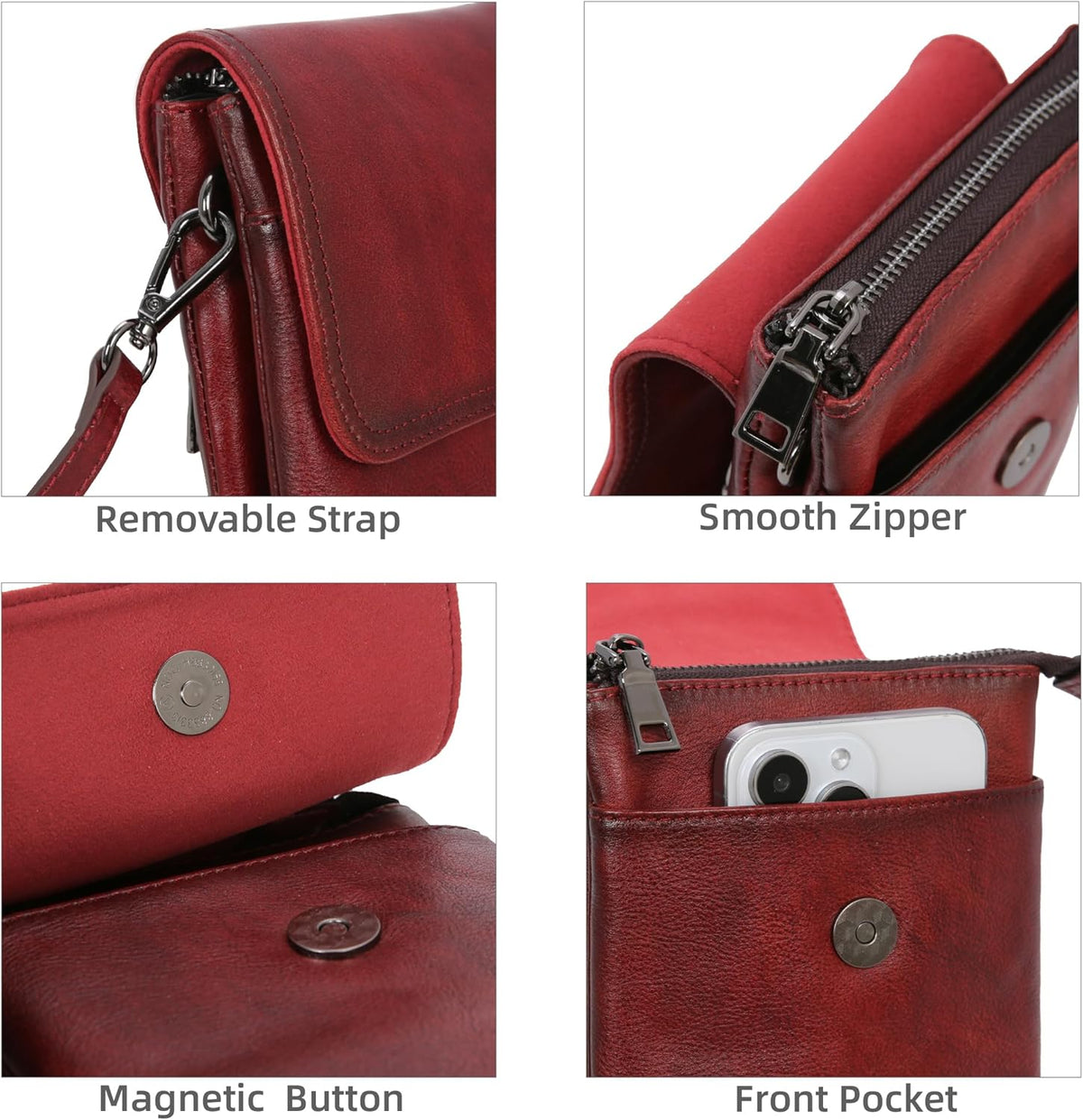 Rfid Blocking Small Crossbody Bag for Women Travel Classic Style | Genuine Leather，Adjustable Shoulder Strap,Fits 6.9" Phone,Anti-Theft Purse,Perfect for Daily Use and Weekend Travel
