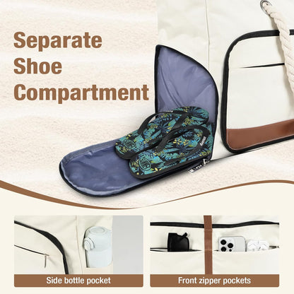 Beach Bag for Women - 35L Large Tote Bag, Waterproof & Sandproof, Zippered Carry On Bag for Pool, Beach & Travel