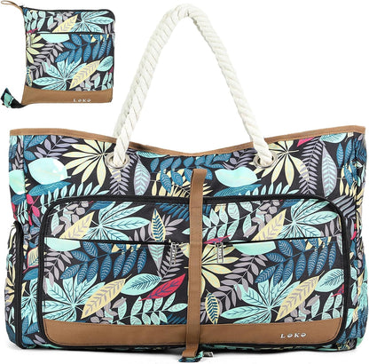 Beach Bag for Women - 35L Large Tote Bag, Waterproof & Sandproof, Zippered Carry On Bag for Pool, Beach & Travel