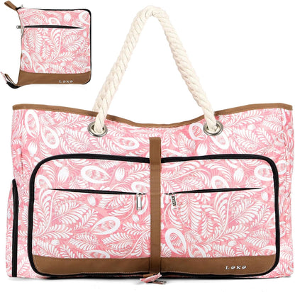 Beach Bag for Women - 35L Large Tote Bag, Waterproof & Sandproof, Zippered Carry On Bag for Pool, Beach & Travel