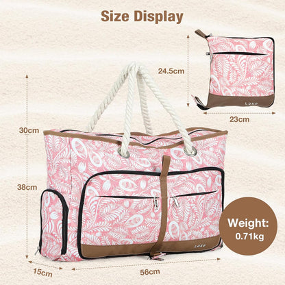 Beach Bag for Women - 35L Large Tote Bag, Waterproof & Sandproof, Zippered Carry On Bag for Pool, Beach & Travel