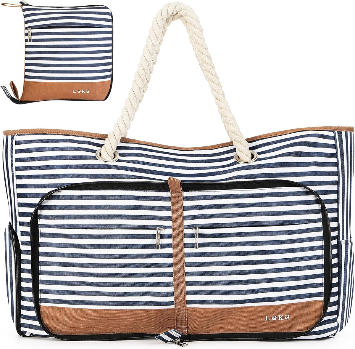 Beach Bag for Women - 35L Large Tote Bag, Waterproof & Sandproof, Zippered Carry On Bag for Pool, Beach & Travel