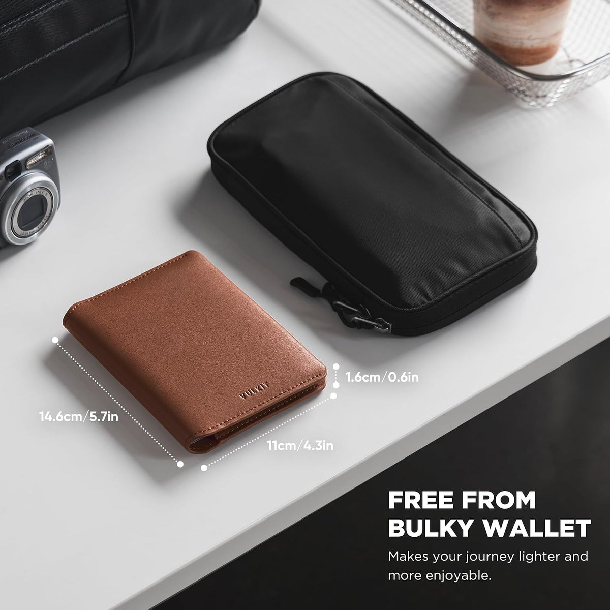 Slim Minimalist Passport Wallet RFID Blocking Passport Holder for Travel, Leather Travel Wallet for Men Women, Magnetic Closure