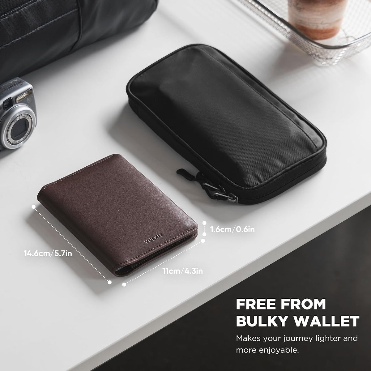Slim Minimalist Passport Wallet RFID Blocking Passport Holder for Travel, Leather Travel Wallet for Men Women, Magnetic Closure