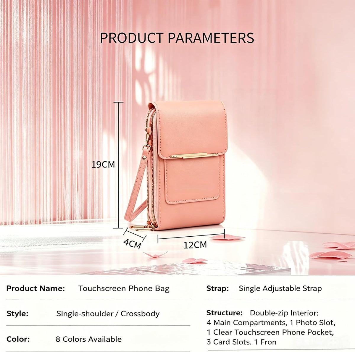 Women's Touch Screen Mobile Phone Messenger Bag, New Anti-Theft Leather Messenger Bag RFID Block Mobile Phone Purse