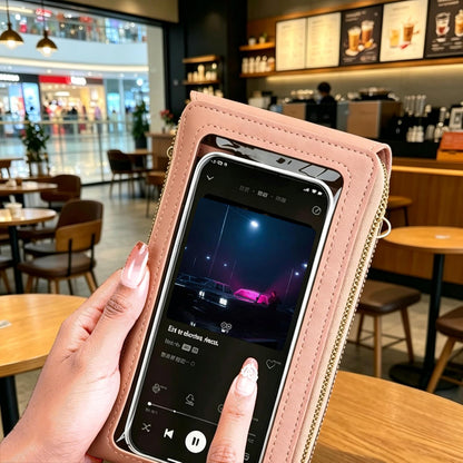Women's Touch Screen Mobile Phone Messenger Bag, New Anti-Theft Leather Messenger Bag RFID Block Mobile Phone Purse