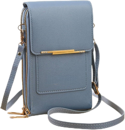 Women's Touch Screen Mobile Phone Messenger Bag, New Anti-Theft Leather Messenger Bag RFID Block Mobile Phone Purse