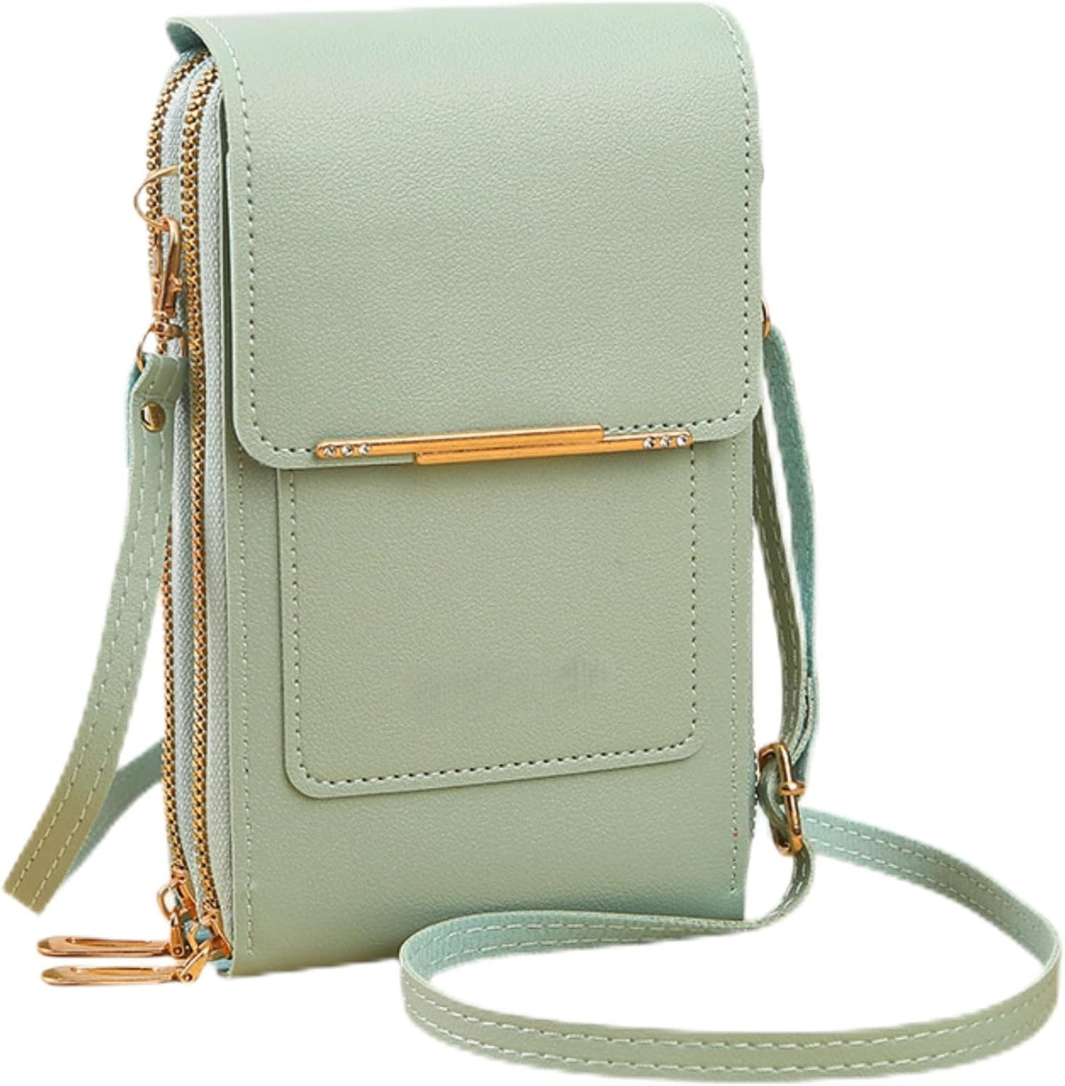 Women's Touch Screen Mobile Phone Messenger Bag, New Anti-Theft Leather Messenger Bag RFID Block Mobile Phone Purse