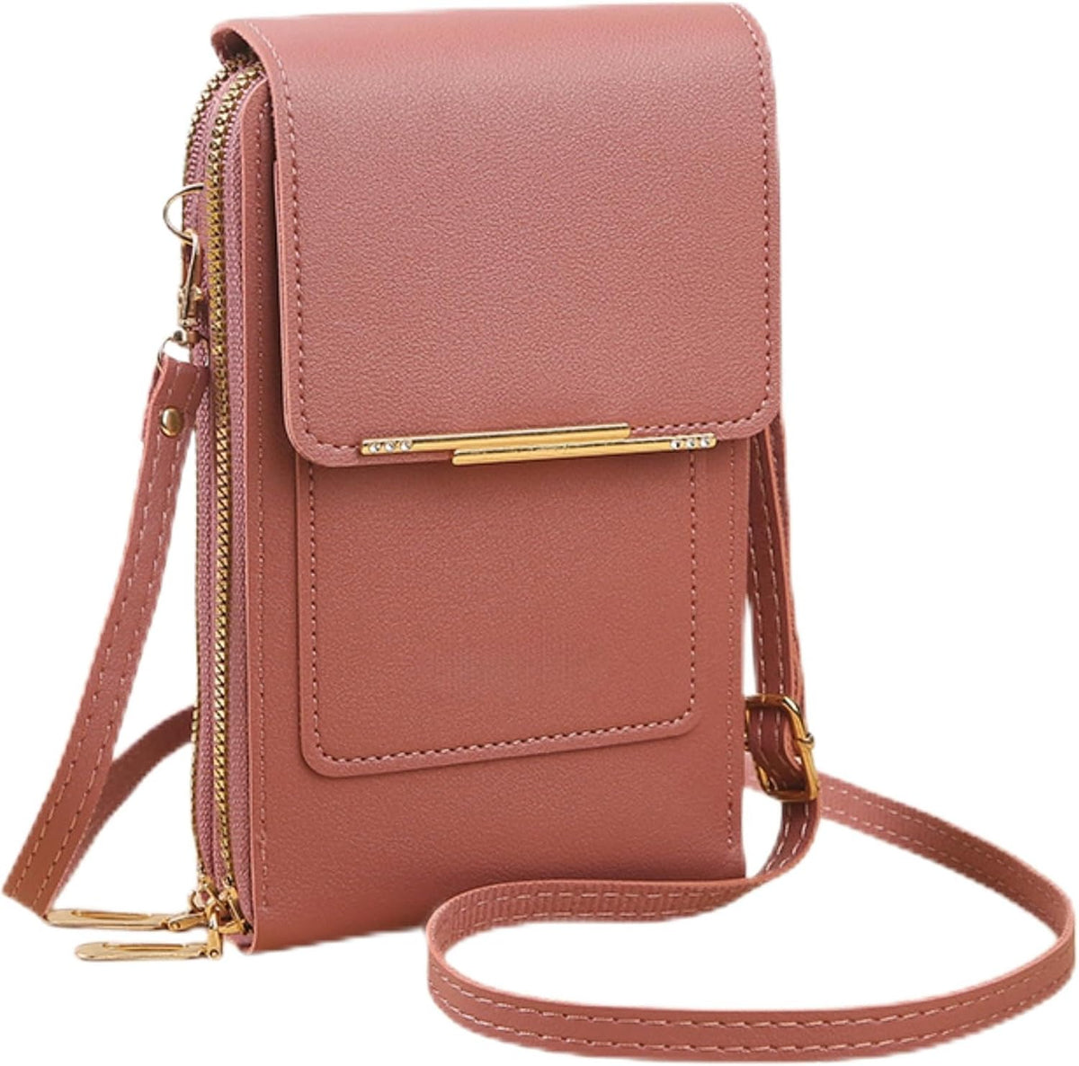 Women's Touch Screen Mobile Phone Messenger Bag, New Anti-Theft Leather Messenger Bag RFID Block Mobile Phone Purse