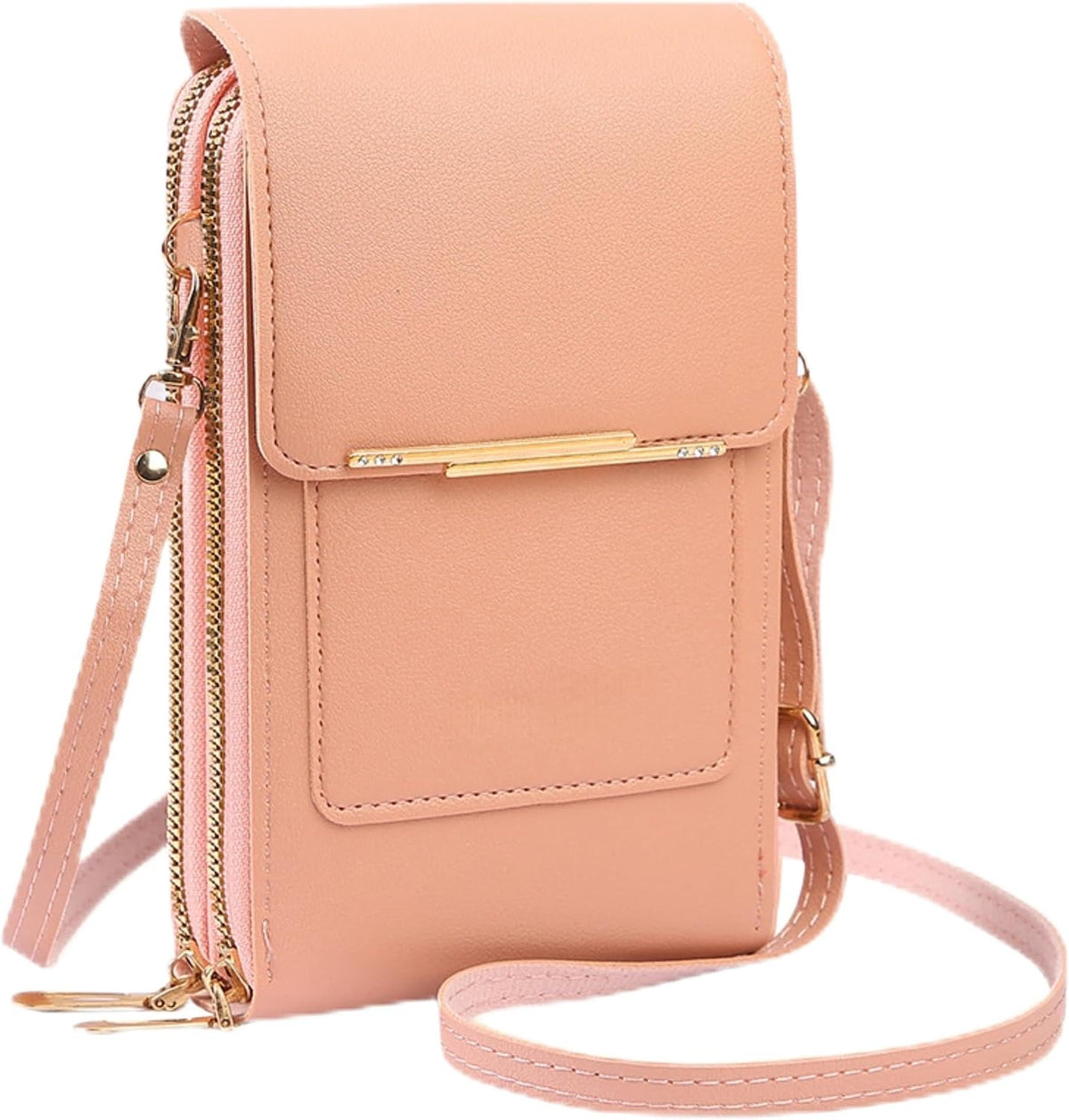 Women's Touch Screen Mobile Phone Messenger Bag, New Anti-Theft Leather Messenger Bag RFID Block Mobile Phone Purse