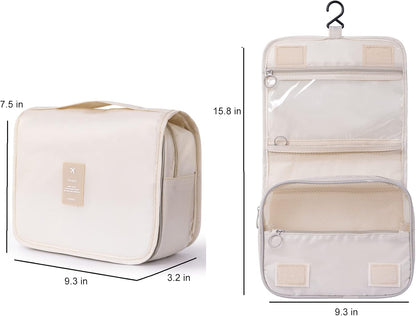 Hanging Toiletry Bag for Women, Travel Size Toiletries bags with Hook, Travel Makeup Bag for Cosmetic Storage Organizer Beige