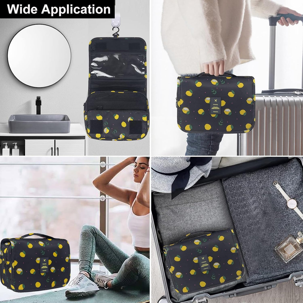 Hanging Toiletry Bag for Women, Travel Size Toiletries bags with Hook, Travel Makeup Bag for Cosmetic Storage Organizer Beige