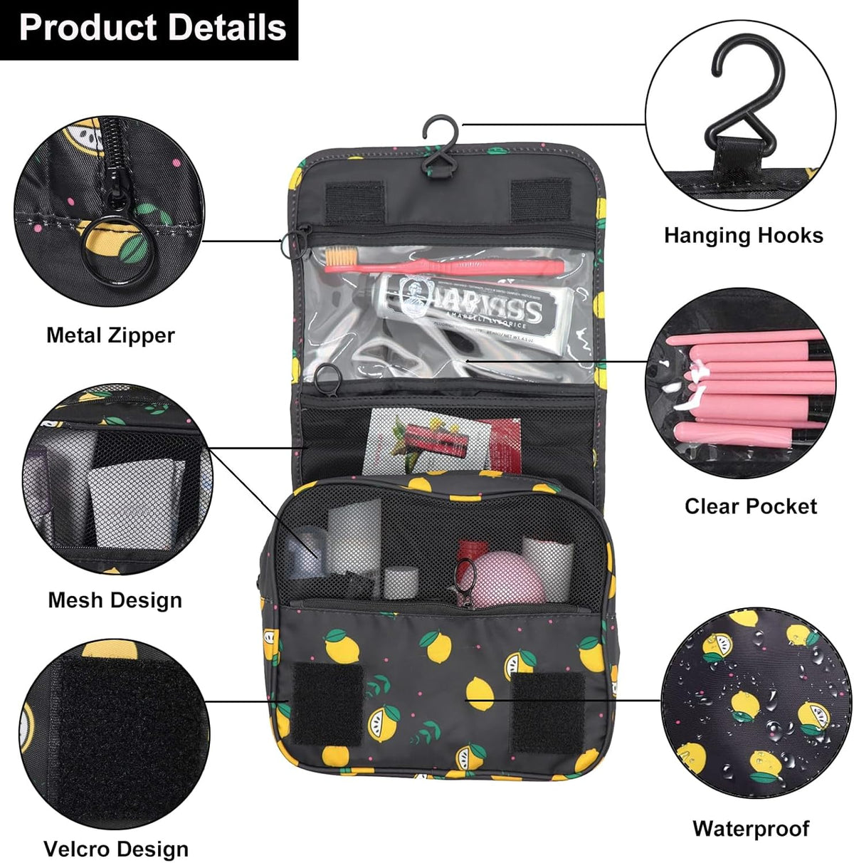 Hanging Toiletry Bag for Women, Travel Size Toiletries bags with Hook, Travel Makeup Bag for Cosmetic Storage Organizer Beige