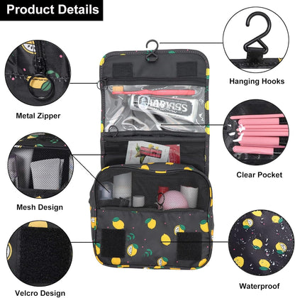 Hanging Toiletry Bag for Women, Travel Size Toiletries bags with Hook, Travel Makeup Bag for Cosmetic Storage Organizer Beige
