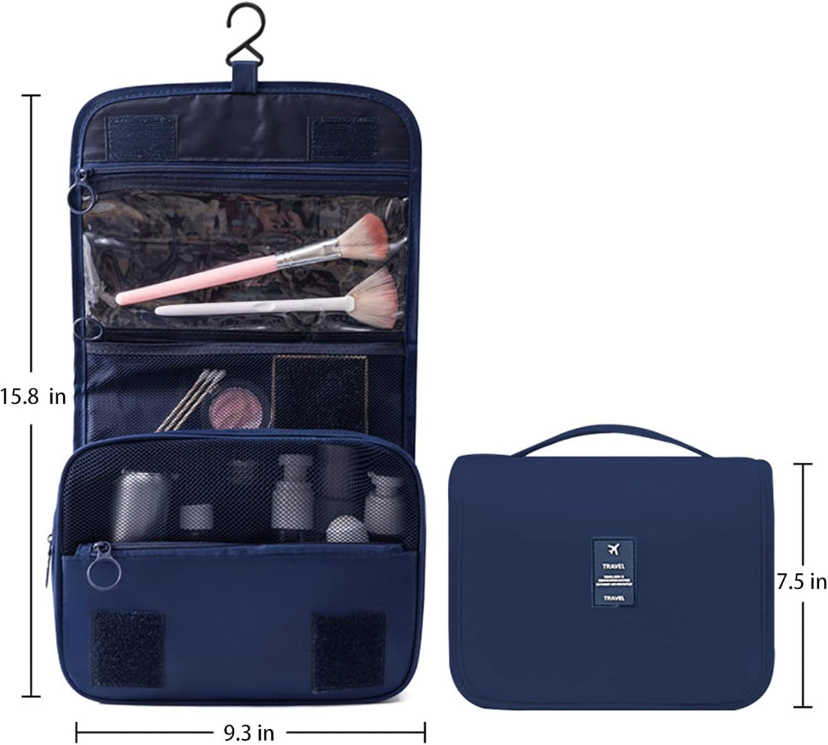 Hanging Toiletry Bag for Women, Travel Size Toiletries bags with Hook, Travel Makeup Bag for Cosmetic Storage Organizer Beige