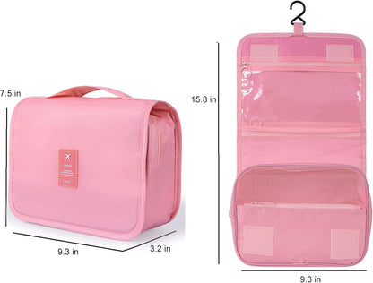 Hanging Toiletry Bag for Women, Travel Size Toiletries bags with Hook, Travel Makeup Bag for Cosmetic Storage Organizer Beige