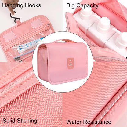 Hanging Toiletry Bag for Women, Travel Size Toiletries bags with Hook, Travel Makeup Bag for Cosmetic Storage Organizer Beige
