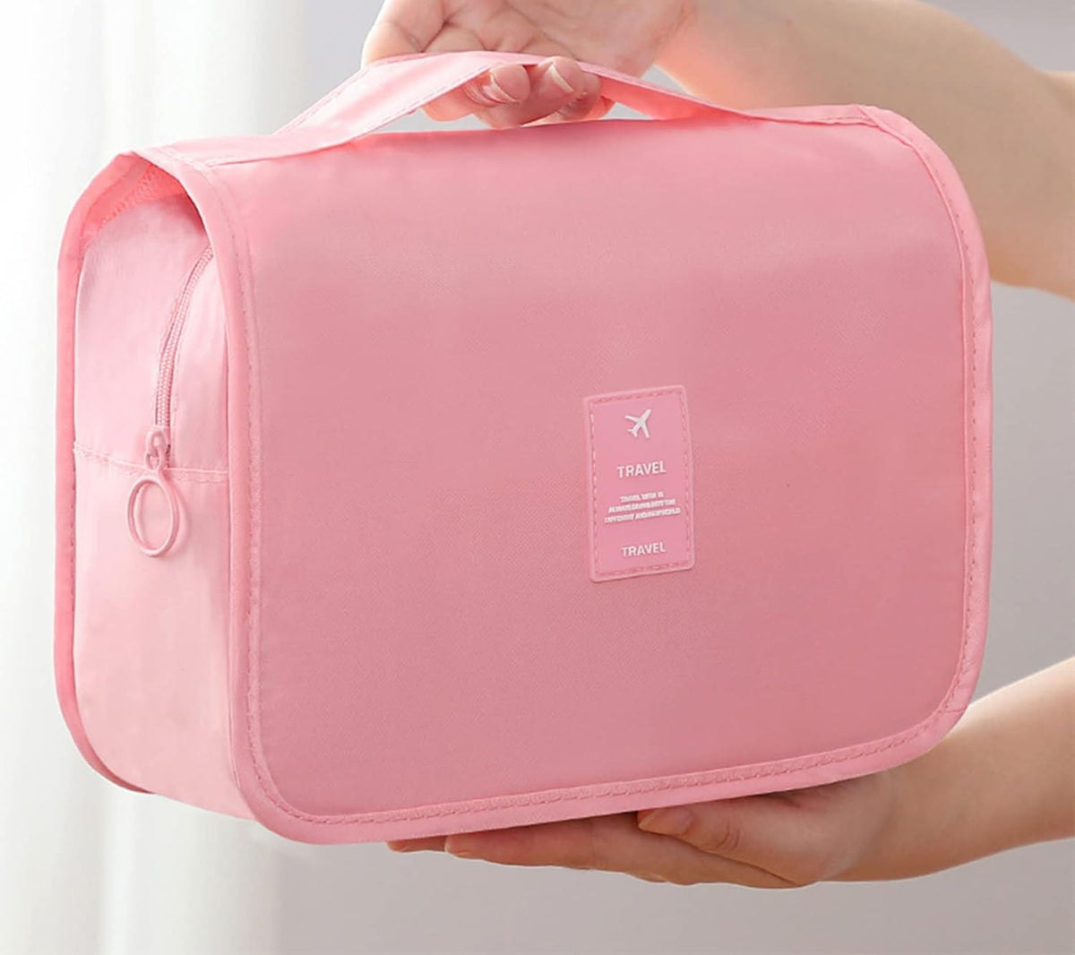 Hanging Toiletry Bag for Women, Travel Size Toiletries bags with Hook, Travel Makeup Bag for Cosmetic Storage Organizer Beige