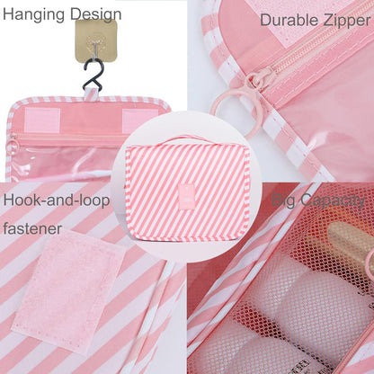 Hanging Toiletry Bag for Women, Travel Size Toiletries bags with Hook, Travel Makeup Bag for Cosmetic Storage Organizer Beige