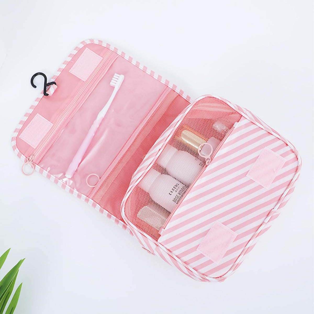 Hanging Toiletry Bag for Women, Travel Size Toiletries bags with Hook, Travel Makeup Bag for Cosmetic Storage Organizer Beige