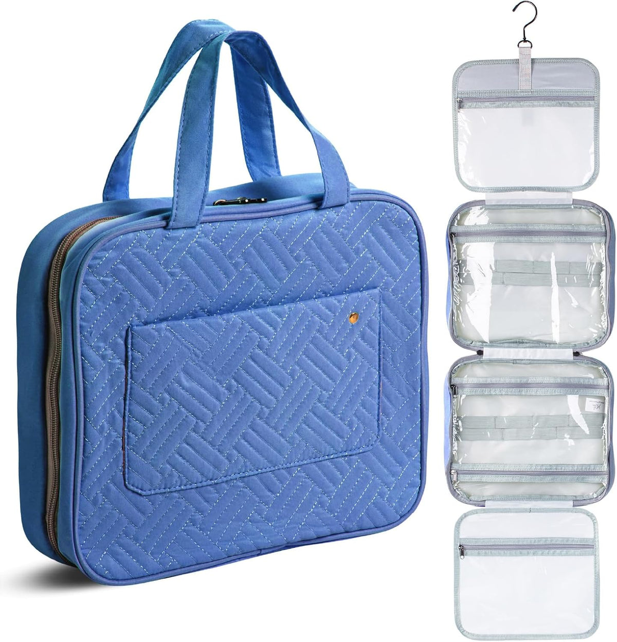 Travel Toiletry Bag Organizers, Teal | Makeup Travel Bag for Toiletries with Hanging Hook, Water-Resistant