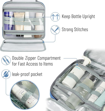 Travel Toiletry Bag Organizers, Teal | Makeup Travel Bag for Toiletries with Hanging Hook, Water-Resistant