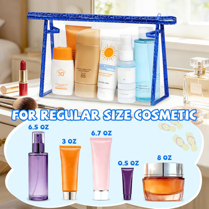 5 Pack Clear Cosmetic Bags Makeup Bags Set Waterproof PVC Clear Toiletry Bag with Zipper, Makeup Organizer Storage Pouches Fit Carry-on Travel Essentials