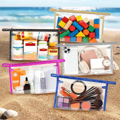 5 Pack Clear Cosmetic Bags Makeup Bags Set Waterproof PVC Clear Toiletry Bag with Zipper, Makeup Organizer Storage Pouches Fit Carry-on Travel Essentials