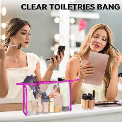 5 Pack Clear Cosmetic Bags Makeup Bags Set Waterproof PVC Clear Toiletry Bag with Zipper, Makeup Organizer Storage Pouches Fit Carry-on Travel Essentials